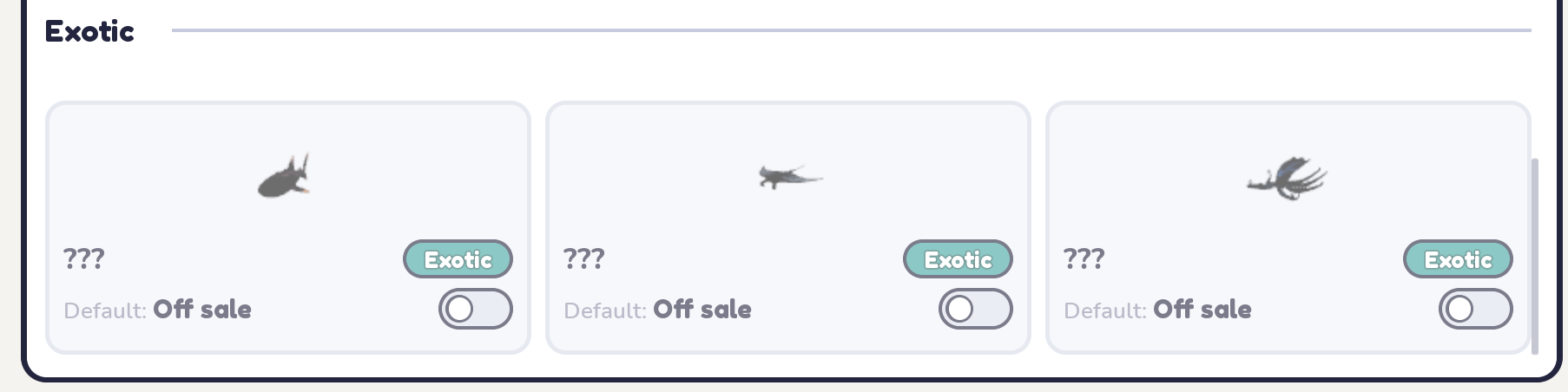 Marine Exotic Catalogue shown in the game interface