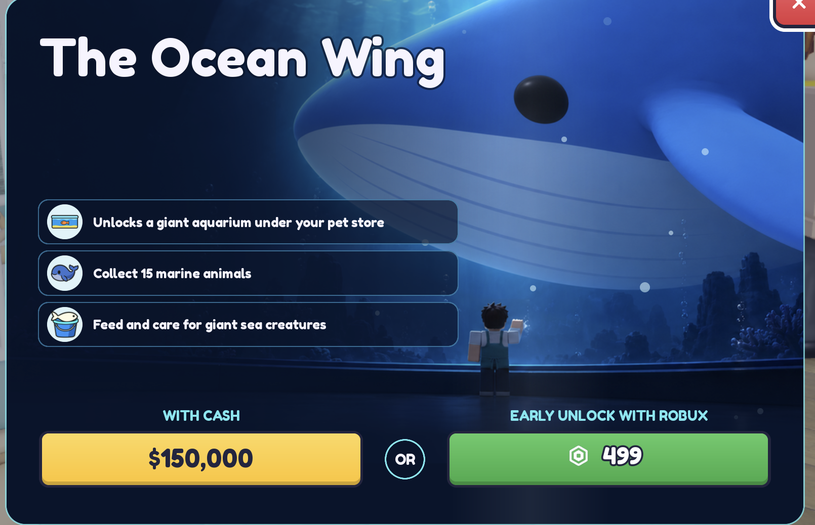 Ocean Wing Unlock shown in the game interface