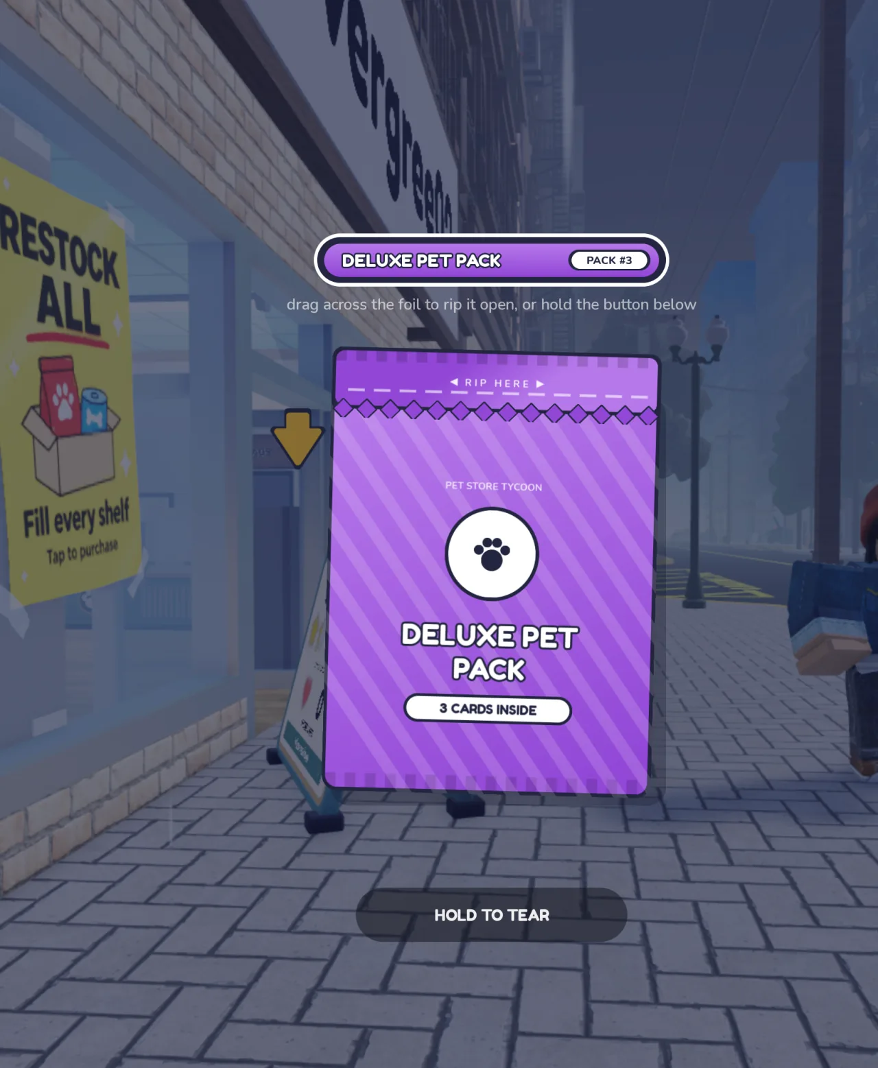 Deluxe Pet Pack opening screen identified by the player as the PETS redemption reward.