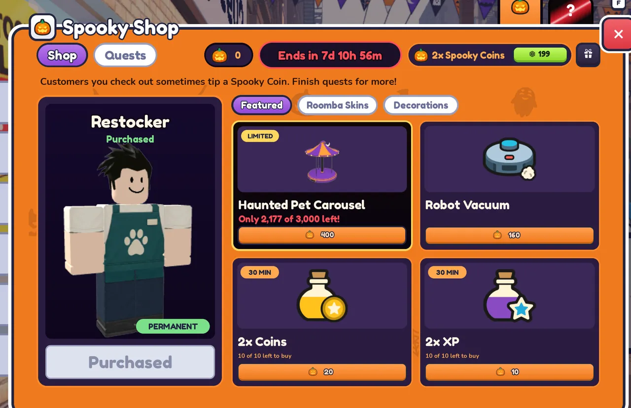 Robux Code Pack Pet Store Tycoon Halloween Update: Familiars, Pet Followers, Decor ...